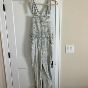 We The Free Blue and White Ziggy Railroad Striped Overalls